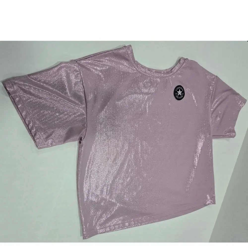 Converse Metallic Pink Shimmer Tee Youth XL Oversized Top (Can fit Woman's M/L)